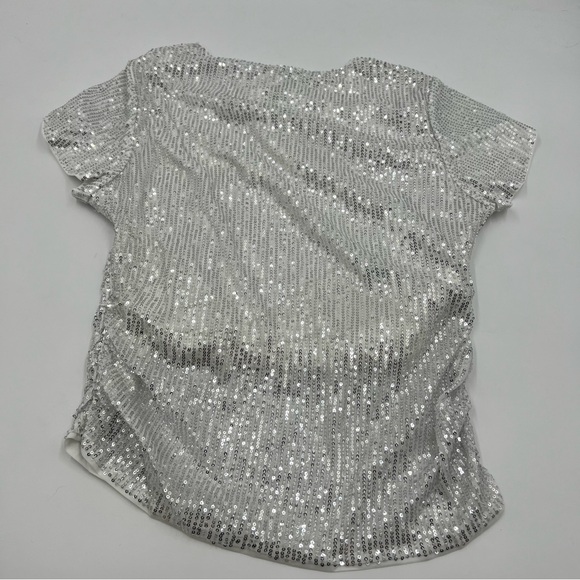 Grace Karin sequined‎ flutter sleeve shirt size XL. Side rushing. NWT retail $34 - Picture 5 of 9